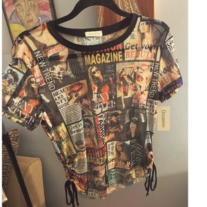 Occasion Graphic Mesh Top.